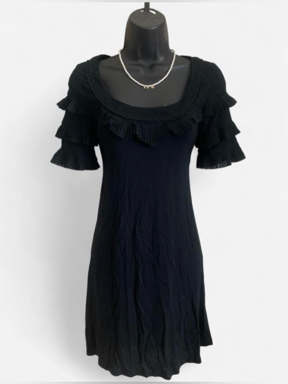 Y2k Vintage Juicy Couture Black Cocktail Dress with Ruffle Sleeves